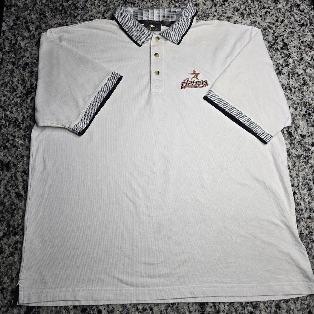Vintage Antigua Houston Astros Men's XL White Polo Shirt